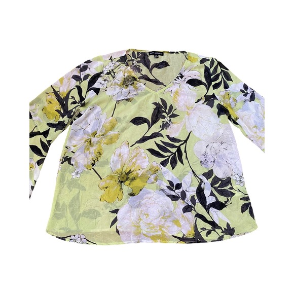 Sara Michelle XL Floral Print Bell Sleeve V Neck Top Blouse - Picture 1 of 7